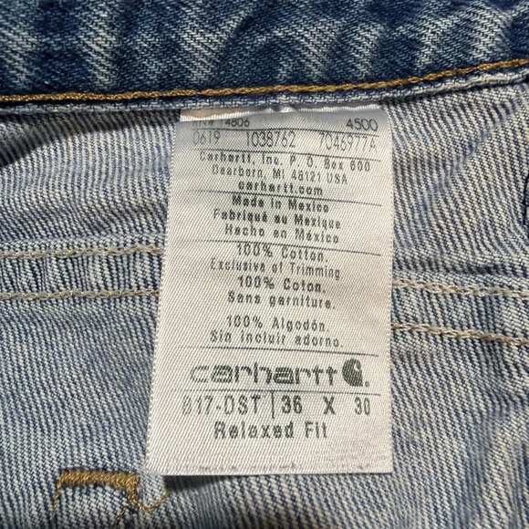 Carhartt B17-DST Work Jeans Men's 36x30 Relaxed Fit Med Wash Blue Cotton Denim - Picture 7 of 12